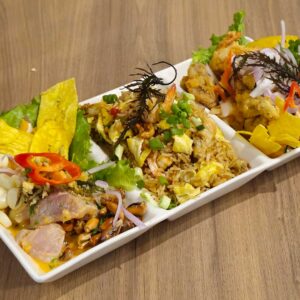 Ceviche + Chaufa de Mariscos + Chicharrón de Pescado